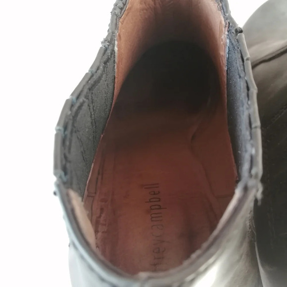 Jeffrey Campbell Yorktown Leather Chunky Heel Booties in Black Rounded Toe 8 - Picture 13 of 16